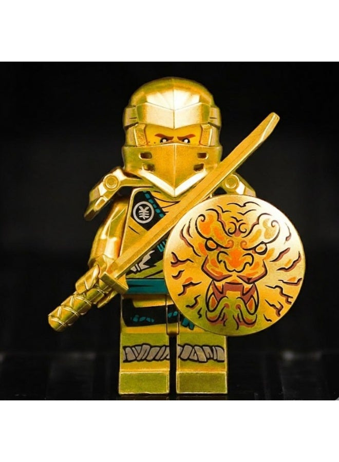 LYNLYN 8-Piece Golden Ninja Minifigure Set, Ninja-Themed Collectible Building Toy Figures with Weapons and Accessories - Image 3
